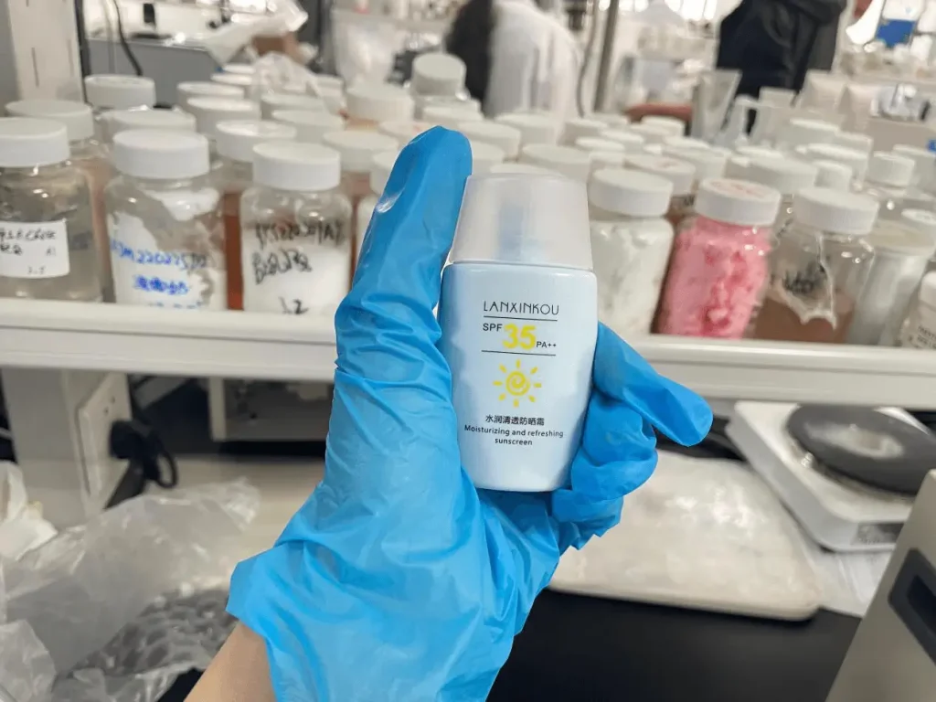 Sunscreen quality testing lab with UV spectrophotometers